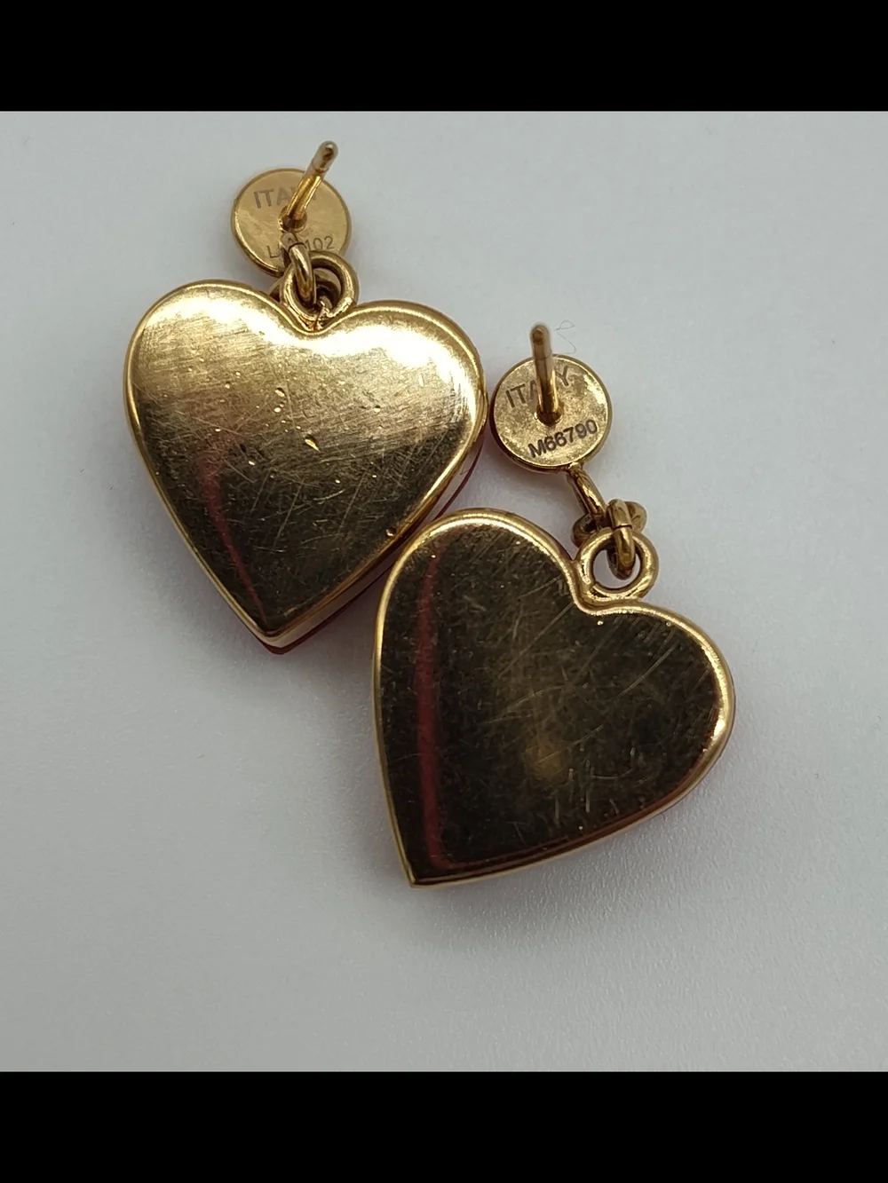 LOUIS VUITTON Lock Me Heart Earrings M66790 Gold Red Resin Dangle EUC With COA